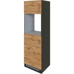 Held Möbel Ofen-Kühlschrankumbau Sorrento B60 X H200 X T60 Cm Wotaneiche-Grafit