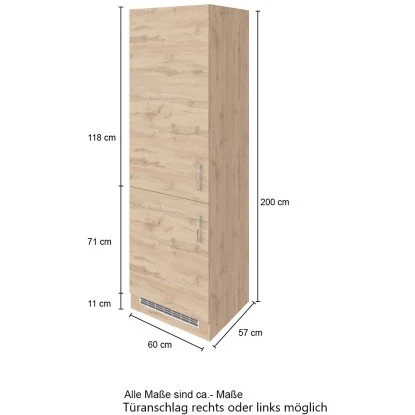 Held Möbel Kühl-Gefrierschrankumbau Sorrento B60 X H200 X T60 Cm Weiß-Wotanei. – Bild 4