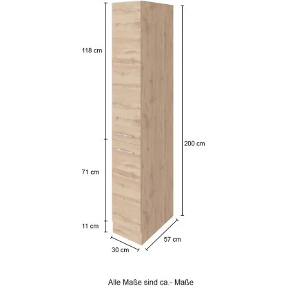 Held Möbel Apothekerschrank Sorrento 30x 200x 60 Cm 2 Ausz. 5 Fächer Wotaneiche – Bild 4