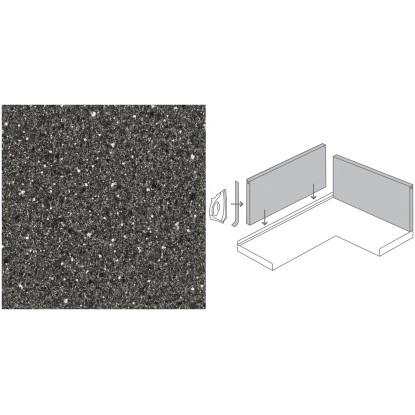 Küchenrückwand 296 Cm X 58,5 Cm Stein Schwarz-Blau Steindekor (ST 12) – Bild 2