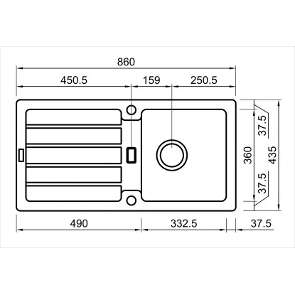 Eurodomo Einbauspüle Bali 86 Cm Graphit – Bild 2